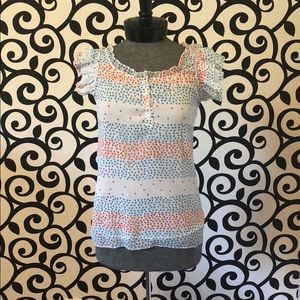 Heart Print and Flutter Sleeve Top